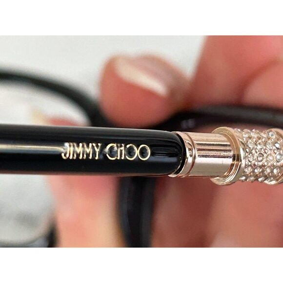 NWB Jimmy Choo Women's Black Gold Crystals Acetate Designer Cat Eye Glasses - Picture 7 of 13
